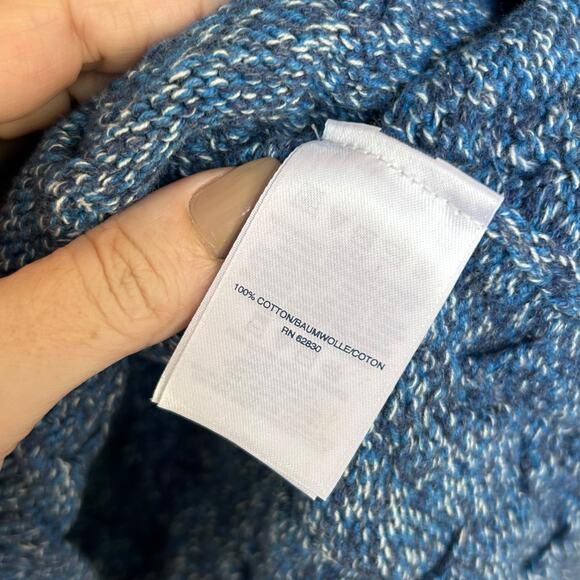Women's NWT Lands End Cable Knit Blue Marled Crewneck Drifter Sweater Size XL - Picture 4 of 7